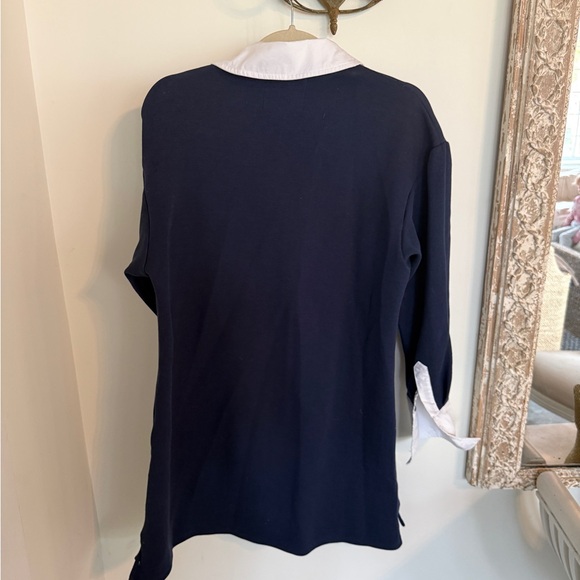 Addison Bay Navy Top with White Polo Collar and Half-Zip. Size L - Picture 4 of 4